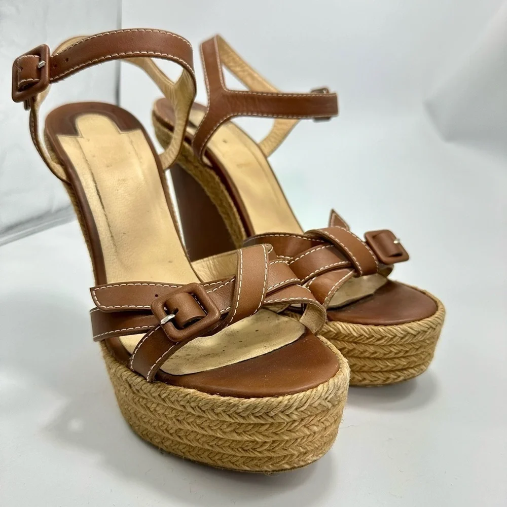 Christian Louboutin Anabela Caramelo espadrille wedges size 11